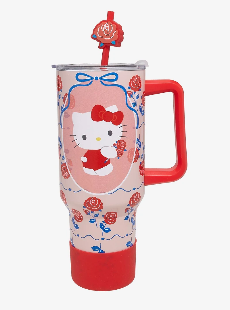 Sanrio Hello Kitty Roses Straw Tumbler With Handle - BoxLunch Exclusive