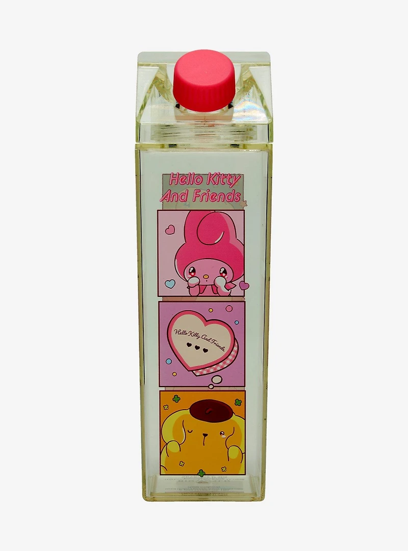 Sanrio Hello Kitty and Friends Grid Milk Carton Water Bottle