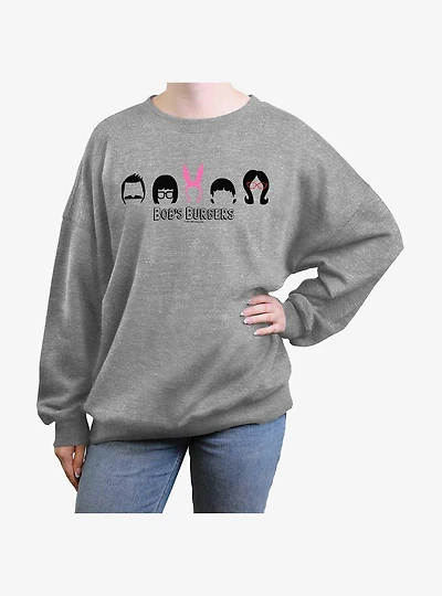 Bob's Burgers Family Hair Lineup Womens Oversized Sweatshirt