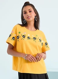 Our Universe Studio Ghibli® Spirited Away Embroidered Soot Sprites Women's Cropped T-Shirt - BoxLunch Exclusive