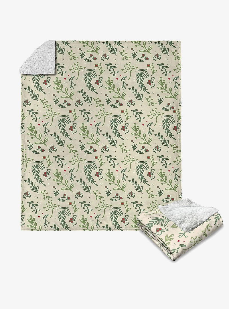 Mistletoe Silk Touch Sherpa Throw Blanket