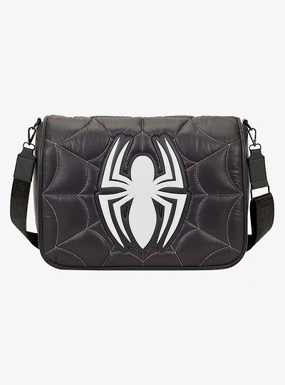 Loungefly Marvel Spider-Man Black & White Suit Quilted Messenger Crossbody Bag
