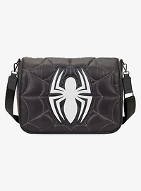 Loungefly Marvel Spider-Man Black & White Suit Quilted Messenger Crossbody Bag
