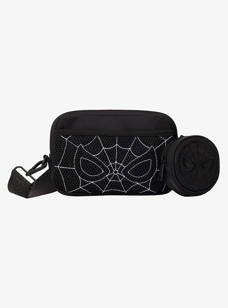 Loungefly Marvel Spider-Man Black & White Suit Sling Bag with Coin Purse