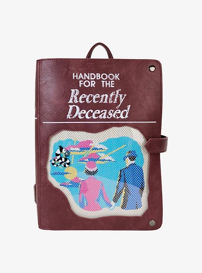 Loungefly Beetlejuice Handbook For The Recently Deceased Pin Display Figural Mini Backpack