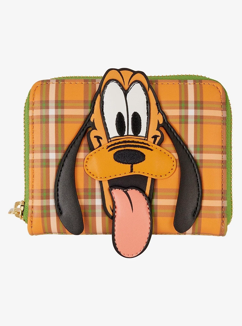 Loungefly Disney Pluto 95th Anniversary Plaid Small Zip Wallet