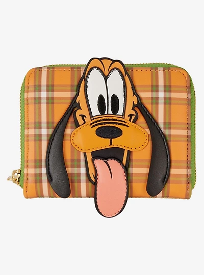 Loungefly Disney Pluto 95th Anniversary Plaid Small Zip Wallet