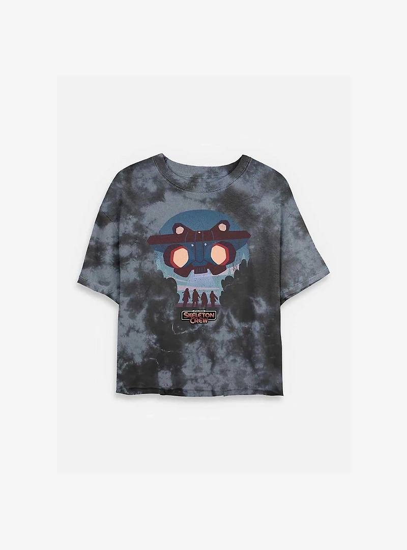 Skeleton Crew Kids And Ship Tie Dye Crop Womens T-Shirt