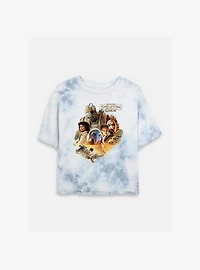 Skeleton Crew Cool Blue Tie Dye Crop Womens T-Shirt