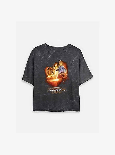 Skeleton Crew Elephant Light Vision Mineral Wash Womens Crop T-Shirt