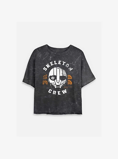 Skeleton Crew Mask Mineral Wash Womens Crop T-Shirt