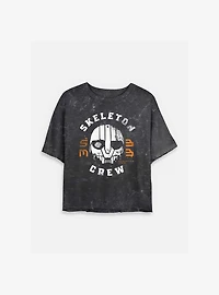 Skeleton Crew Mask Mineral Wash Womens Crop T-Shirt