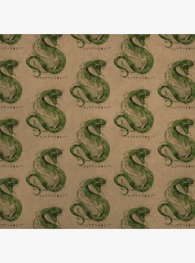 Harry Potter Slytherin Watercolor Crest Kraft Wrapping Paper