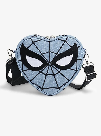 Loungefly Marvel Spider-Man Heart-Shaped Denim Crossbody — BoxLunch Exclusive