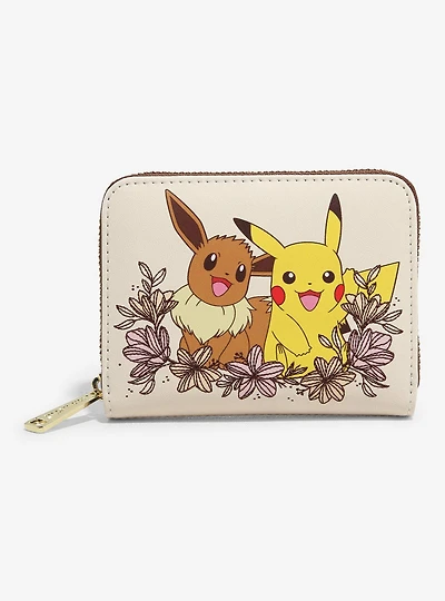 Loungefly Pokémon Pikachu & Eevee Floral Zip Wallet — BoxLunch Exclusive