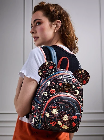 Loungefly Disney Mickey & Minnie Halloween Ears Glow-in-the-Dark Mini Backpack - BoxLunch Exclusive
