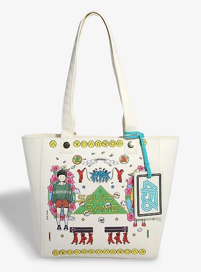 Squid Game Icons Embroidered Tote Bag With Coin Purse — BoxLunch Exclusive