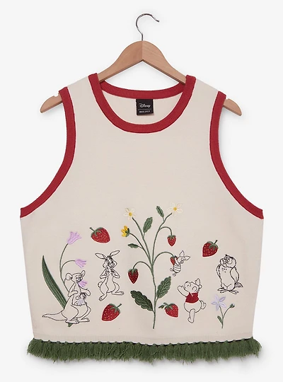 Disney Winnie the Pooh Floral Strawberry Women's Plus Cropped Tank Top