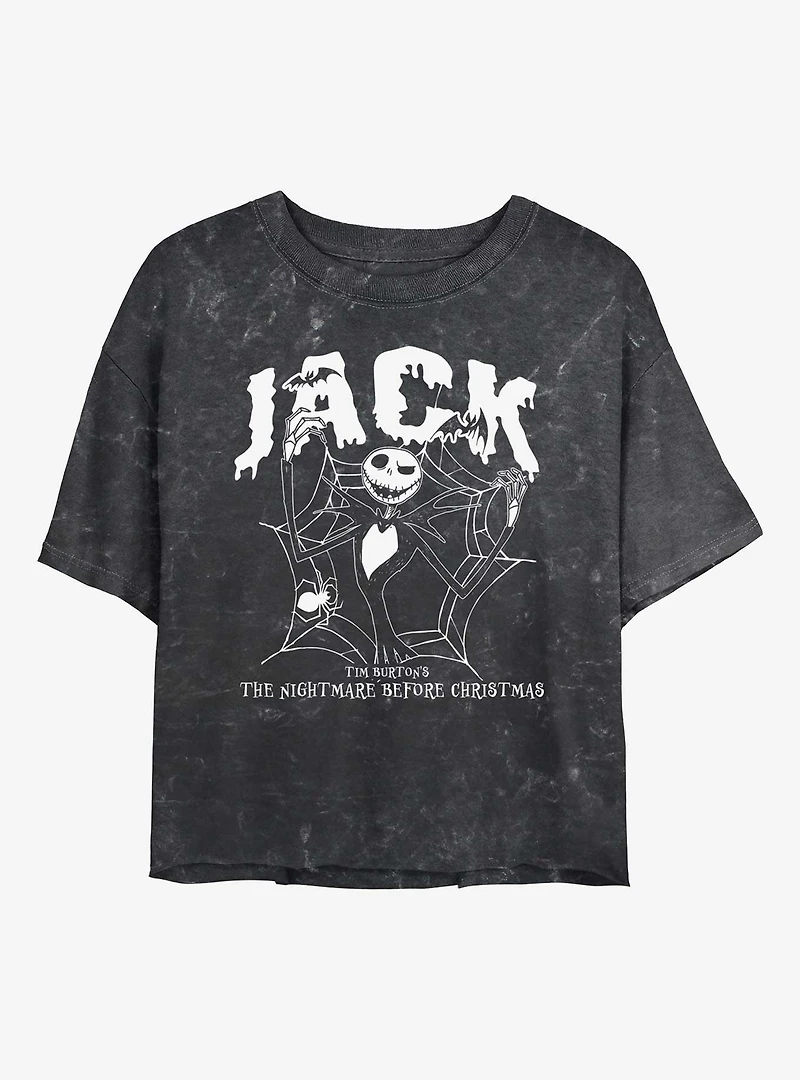 Disney The Nightmare Before Christmas Collegiate Jack Mineral Wash Womens Crop T-Shirt