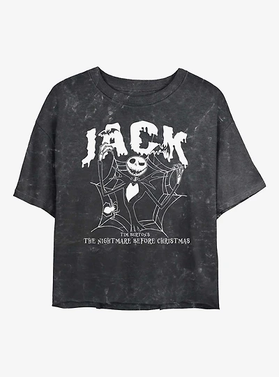 Disney The Nightmare Before Christmas Collegiate Jack Mineral Wash Womens Crop T-Shirt