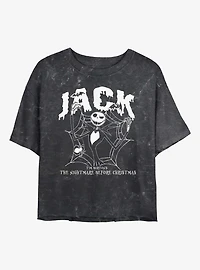 Disney The Nightmare Before Christmas Collegiate Jack Mineral Wash Womens Crop T-Shirt
