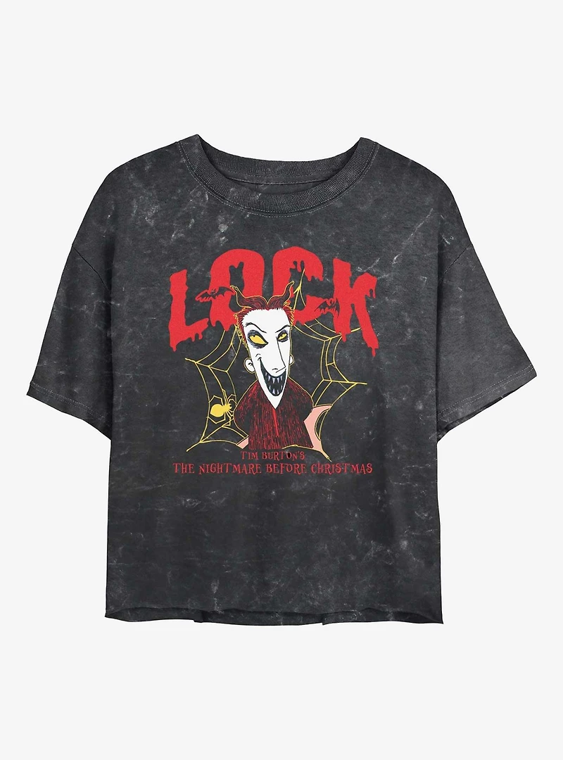 Disney The Nightmare Before Christmas Collegiate Lock Mineral Wash Womens Crop T-Shirt