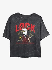 Disney The Nightmare Before Christmas Collegiate Lock Mineral Wash Womens Crop T-Shirt