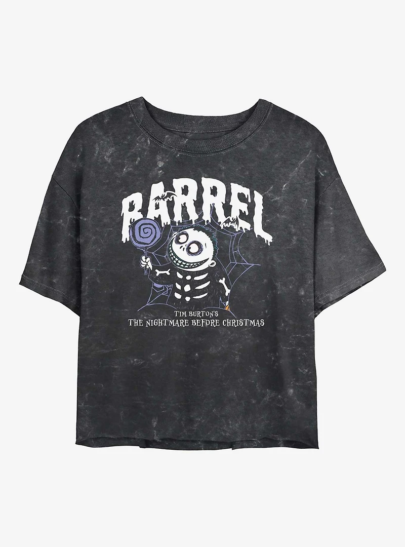 Disney The Nightmare Before Christmas Collegiate Barrel Mineral Wash Womens Crop T-Shirt