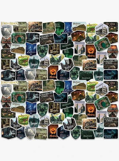 Lord of the Rings Location Badges 100ct Vinyl Stickers Variety Pack