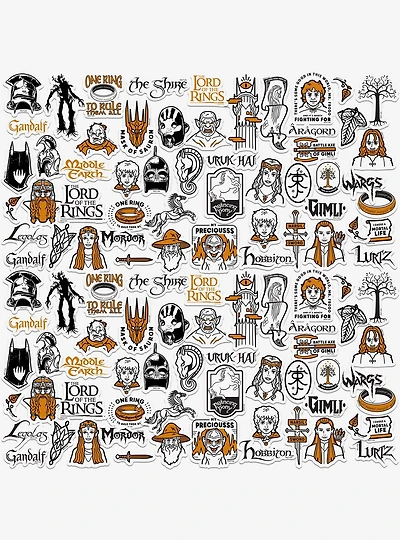 Lord of the Rings Iconic 100ct Vinyl Stickers Variety Pack