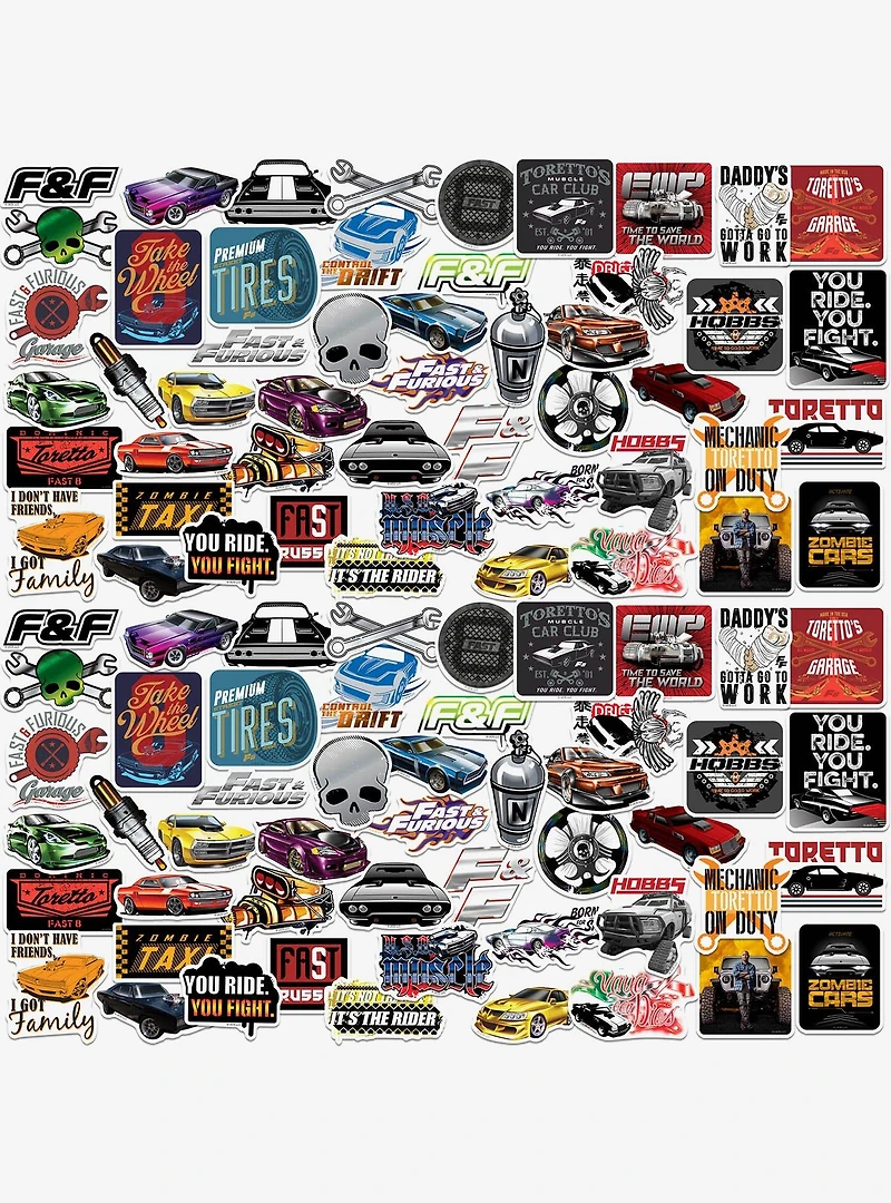 Fast & Furious 100ct Vinyl Stickers Variety Pack