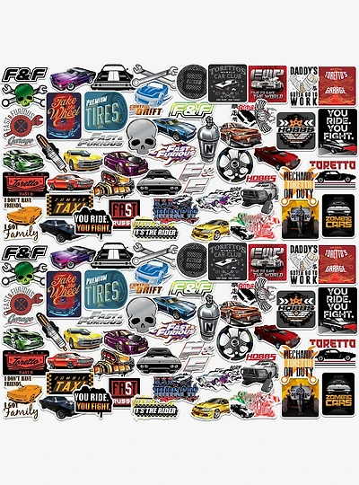 Fast & Furious 100ct Vinyl Stickers Variety Pack