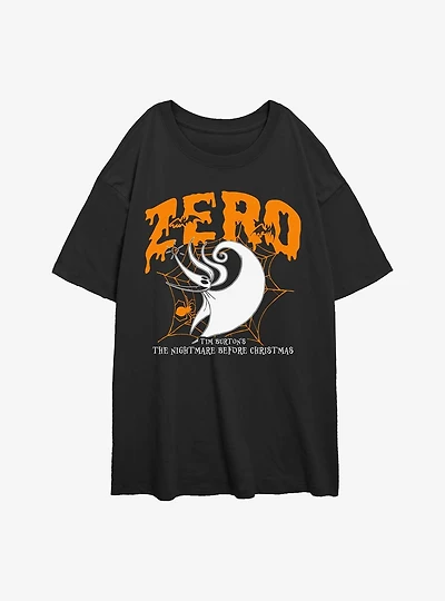 Disney The Nightmare Before Christmas Collegiate Zero Womens Oversized T-Shirt