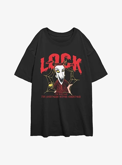 Disney The Nightmare Before Christmas Collegiate Lock Womens Oversized T-Shirt