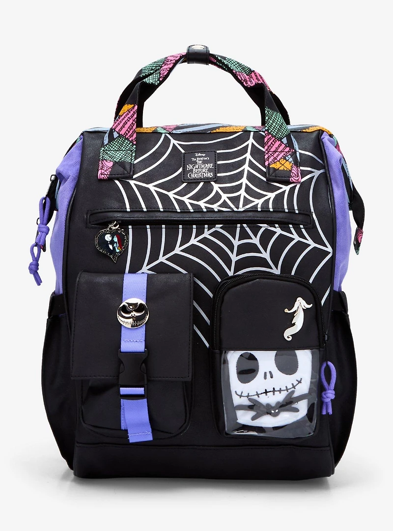 Disney The Nightmare Before Christmas Spiderweb Multi-Pocket Backpack With Jack Skellington Plush — BoxLunch Exclusive