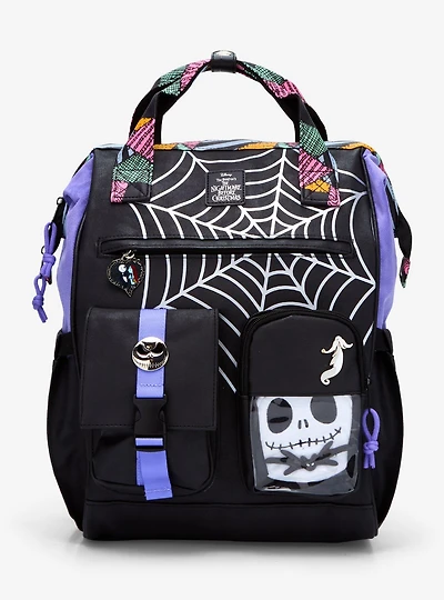 Disney The Nightmare Before Christmas Spiderweb Multi-Pocket Backpack With Jack Skellington Plush — BoxLunch Exclusive