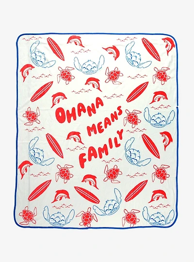 Disney Lilo & Stitch Ohana Means Family Allover Print Fleece Throw - BoxLunch Exclusive