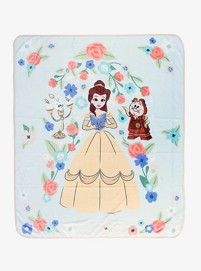Disney Beauty and the Beast Belle Book Floral Throw — BoxLunch Exclusive