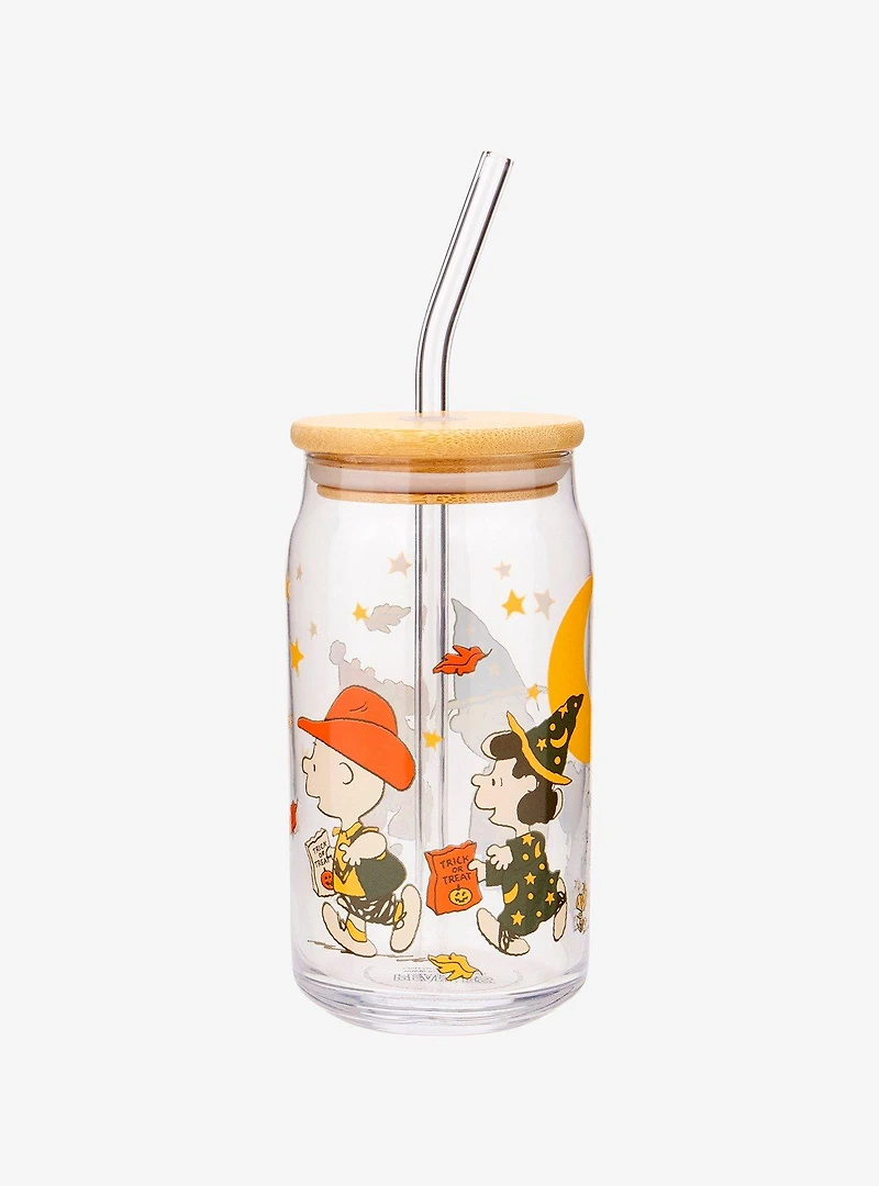 Peanuts Characters Halloween Costumes Glass Cup with Straw