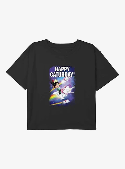 Disney Wreck It Penelope Happy Caturday Youth Girls Boxy T-Shirt