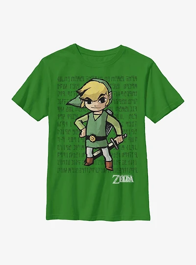 The Legend Of Zelda Toon Link Ancient Language Youth T-Shirt