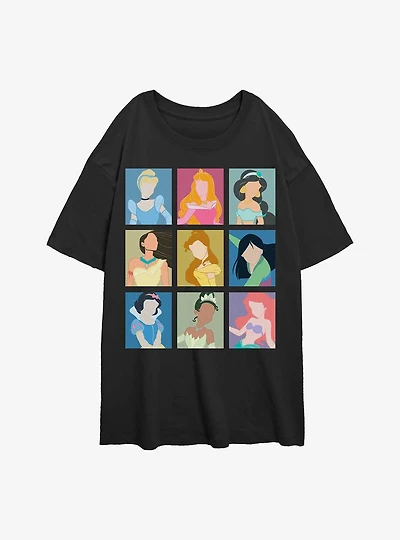 Disney Princesses 9 Faceless Womens Oversized T-Shirt