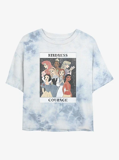 Disney Princesses Kindness And Courage Tie-Dye Womens Crop T-Shirt