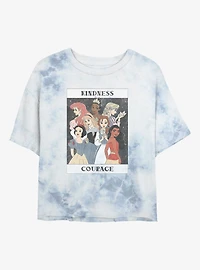 Disney Princesses Kindness And Courage Tie-Dye Womens Crop T-Shirt