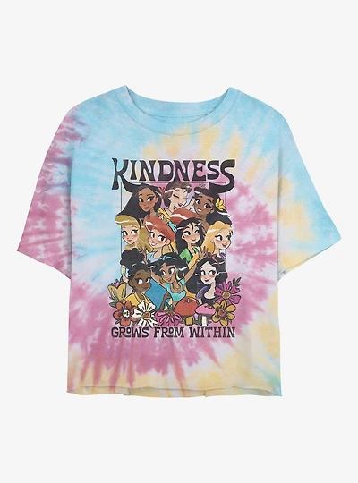 Disney Princesses Kindness Grows From Within Tie-Dye Womens Crop T-Shirt