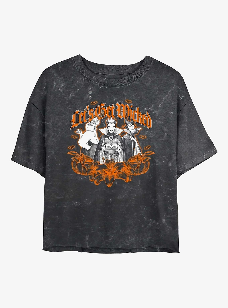 Disney Villains Lets Get Wicked Mineral Wash Womens Crop T-Shirt