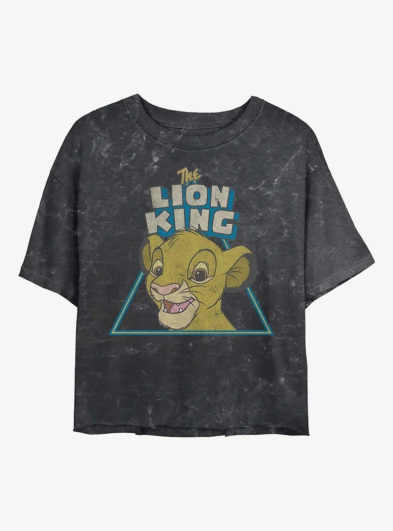 Disney The Lion King Simba Triangle Mineral Wash Womens Crop T-Shirt