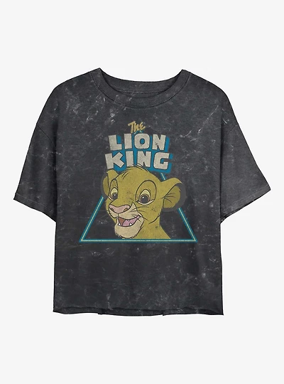 Disney The Lion King Simba Triangle Mineral Wash Womens Crop T-Shirt