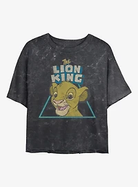 Disney The Lion King Simba Triangle Mineral Wash Womens Crop T-Shirt