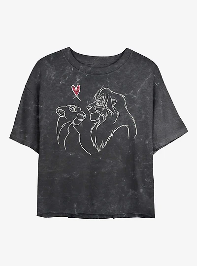 Disney The Lion King Simba And Nala Love Mineral Wash Womens Crop T-Shirt